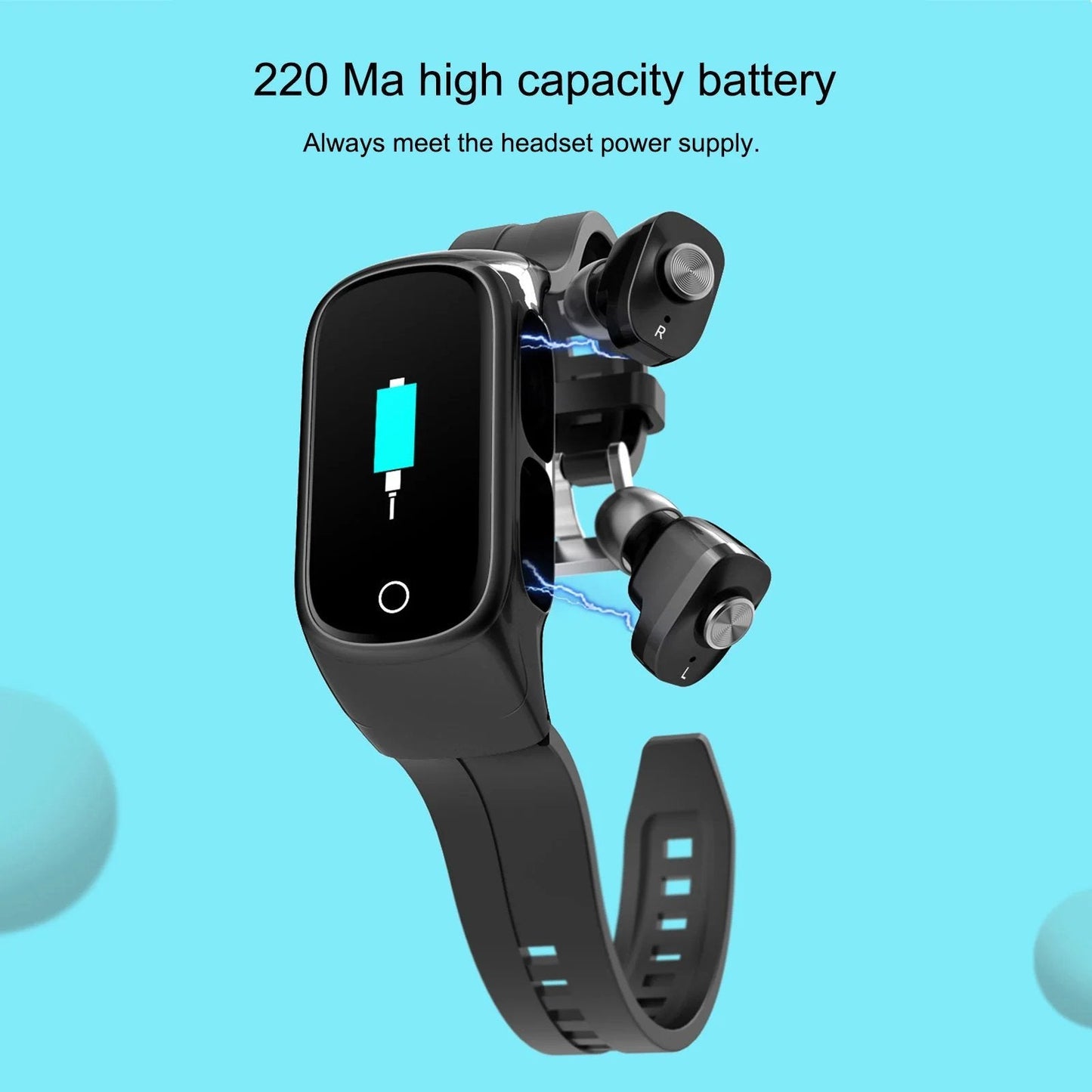 AirCharge Pro 2 — 2-in-1 Smartwatch with Built-In Wireless Earbuds